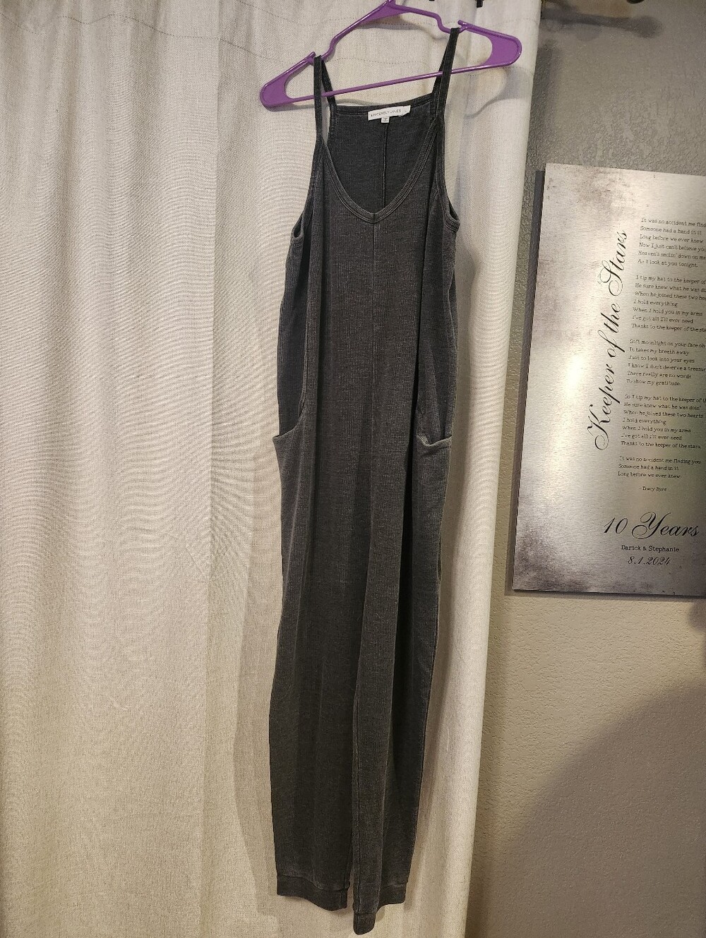 Sincerely Jules Knit Harem Jumpsuit Heather Gray W/Oversized Pockets P2P 20-23